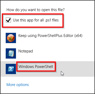 Make Windows PowerShell Default Application