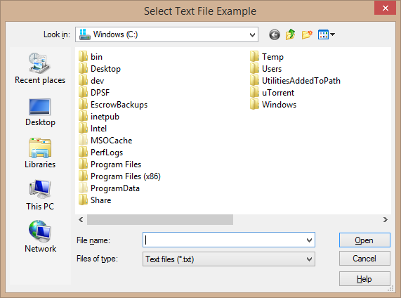Select Text File Example