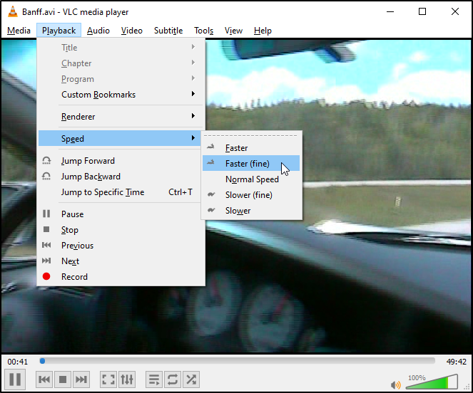 VLC playback speed controls