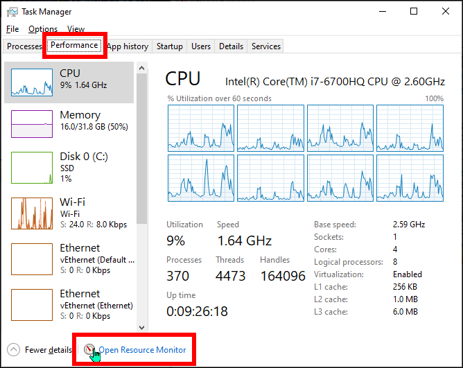 Task Manager Resource Monitor screenshot