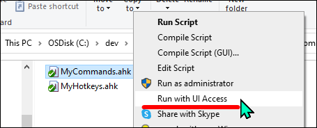 Run AHK script with UI Access