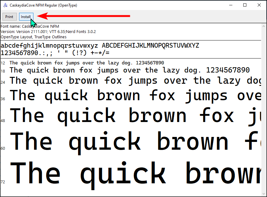 Installing a font