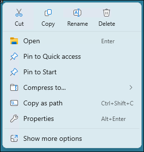 Default right-click context menu