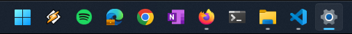 Taskbar with combined taskbar icons