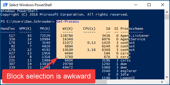 Example of block selection